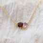 Gold Plated Garnet And Light Amethyst Heart And Drop Necklace, thumbnail 1 of 3