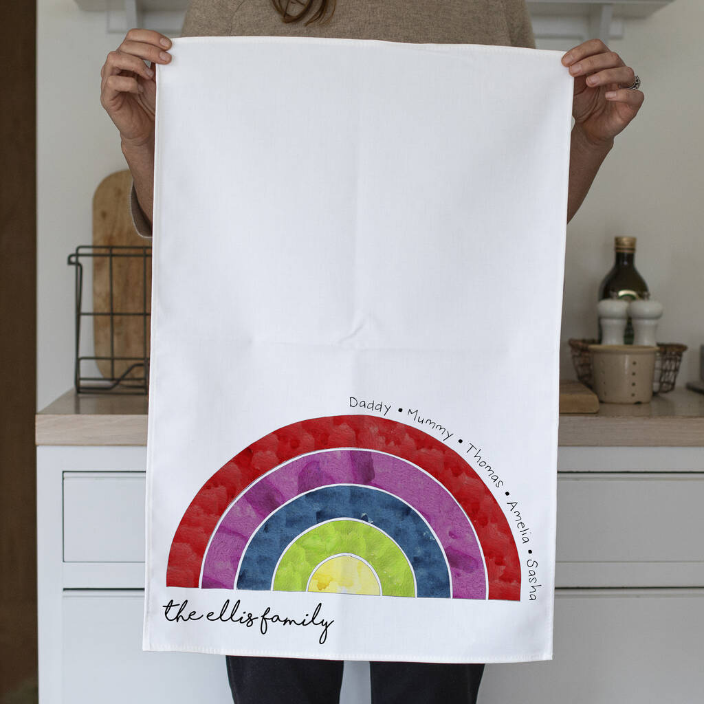 Personalised Rainbow Tea Towel, 1 of 5