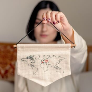 Stitch Your Travels World Map Banner Embroidery Kit, 10 of 11