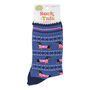 Sausage Dog Fair Isle Bamboo Ankle Socks Women's Blue Pink, thumbnail 3 of 3