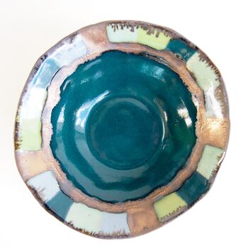 Handmade Teal Or Orange Ceramic Decorative Ring Dish, 3 of 8