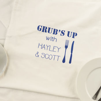 Personalised Organic Cotton Grub's Up Tablecloth, 3 of 7