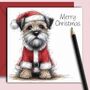 Border Terrier Christmas Card. Dressed As Father Christmas, thumbnail 1 of 2