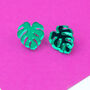 Monstera Leaf Stud Statement Earrings, thumbnail 1 of 4