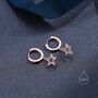 Sterling Silver Tiny Cz Star Huggie Hoop Earrings, thumbnail 3 of 10