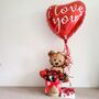 Valentines Gift With Roses And Balloon, thumbnail 1 of 3