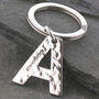Alphabet Key Ring Hammered Initial In Sterling Silver, thumbnail 1 of 3