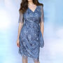 Silver Blue Lace Dress With Sleeves, thumbnail 1 of 3