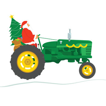 Farmer Christmas, Tractor Christmas Card, 2 of 2