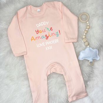Daddy You're Amazing Personalised Bright Babygrow, 5 of 6