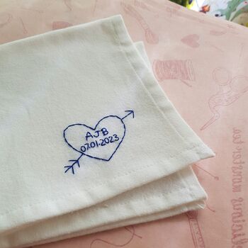 Personalised Love Heart Hand Embroidered Handkerchief, 4 of 11