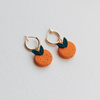 Orange Fruit Hoop Earrings, 2 of 4