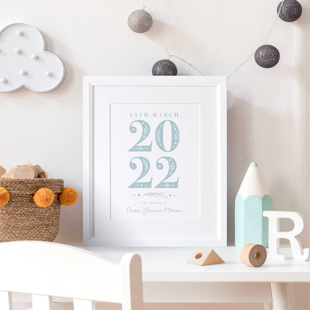 Personalised New Baby Decorative Date Wall Art, 1 of 6