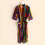 Rainbow Stripe Print 100% Cotton Dressing Gown, thumbnail 1 of 7