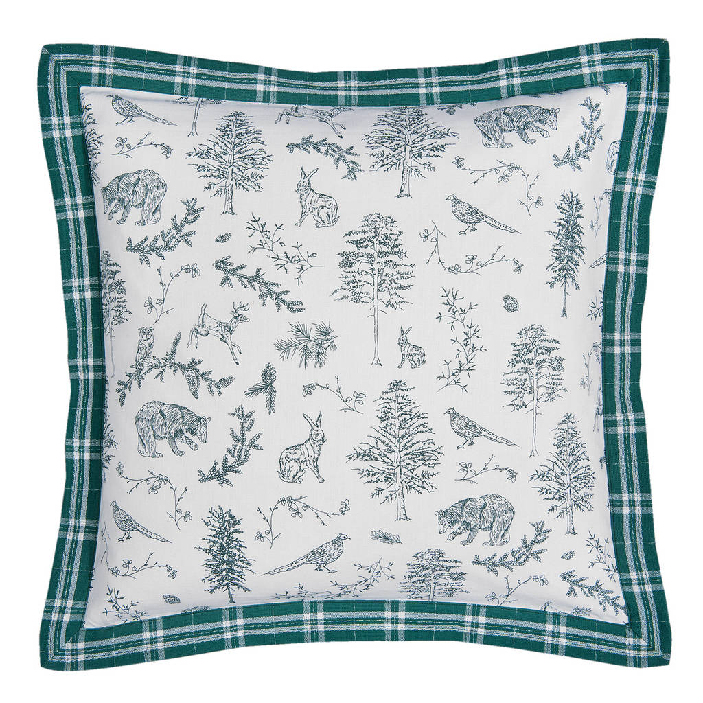 Forest Green Reversible Woodland Cushion Cover By Dibor