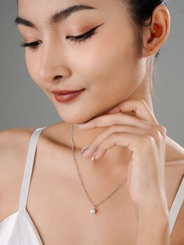 Bridal Natural Pearl Grade A Satellite Chain Gold Vermeil, Rhodium Necklace, 4 of 12
