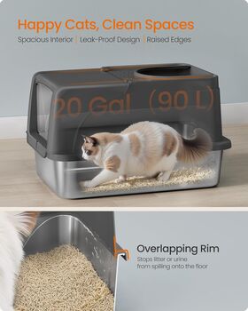 Stainless Steel Cat Litter Box Enclosed Xl, 5 of 6