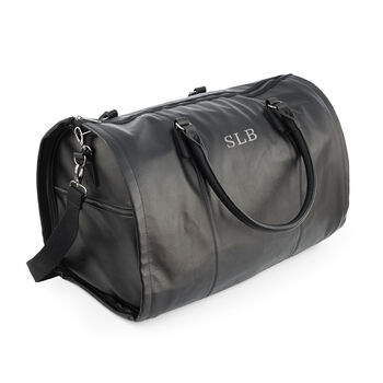 Monogrammed Vegan Leather Travel Suit Bag, 9 of 12
