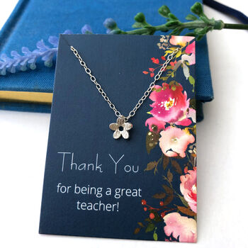 Thank You Bridesmaid Sterling Silver Tiny Flower Necklace, 8 of 10