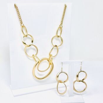 Multi Ring Matte Look Statement Necklace, 2 of 9