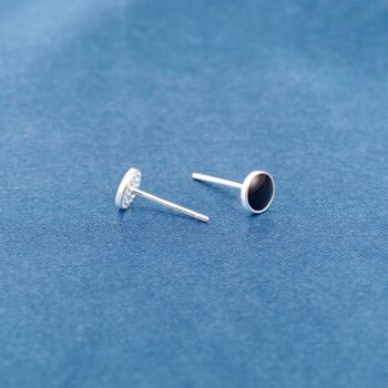 Black Onyx Stone 10 Mm Stud Earrings, Sterling Silver Unisex Studs, 3 of 7
