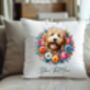 Personalised Golden Doodle Summer Floral Dog Wreath Cushion And Mug Gift Bundle, thumbnail 4 of 4