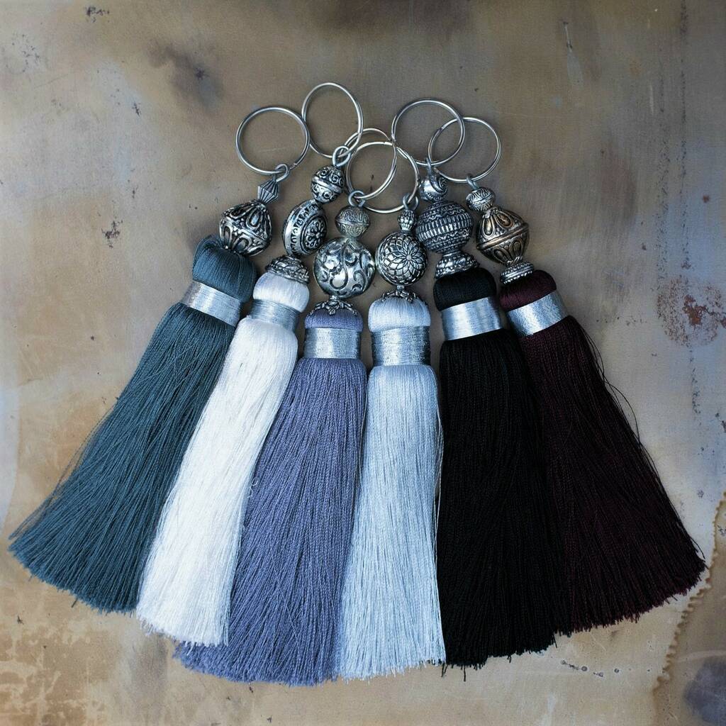 Classic Silky Black And Greys Tassels, 1 of 7