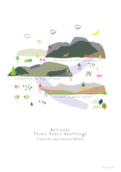UK National Three Peaks Art Print Challenge Map Route, 3 of 3