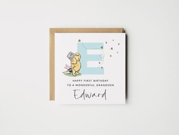 Personalised Winnie The Pooh Granddaughter Initial Birthday Card *Colour Options, 3 of 4