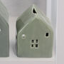 Glazed Ceramic Candle House In Sage Green Or Teal, thumbnail 3 of 3