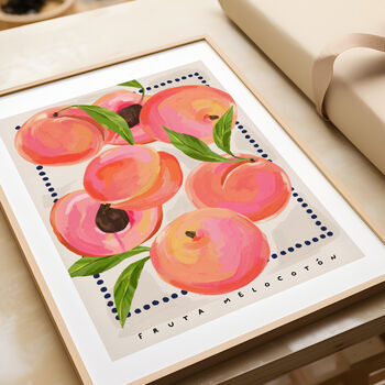 Peach Art Print Fruit Illustration, 5 of 7
