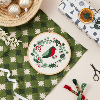 Beginner Robin Wreath Embroidery Kit, 3 of 3