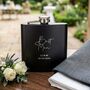 Personalised Script Engraved Black Metal Hip Flask Wedding Party And Father Of The Bride Gift, thumbnail 3 of 11