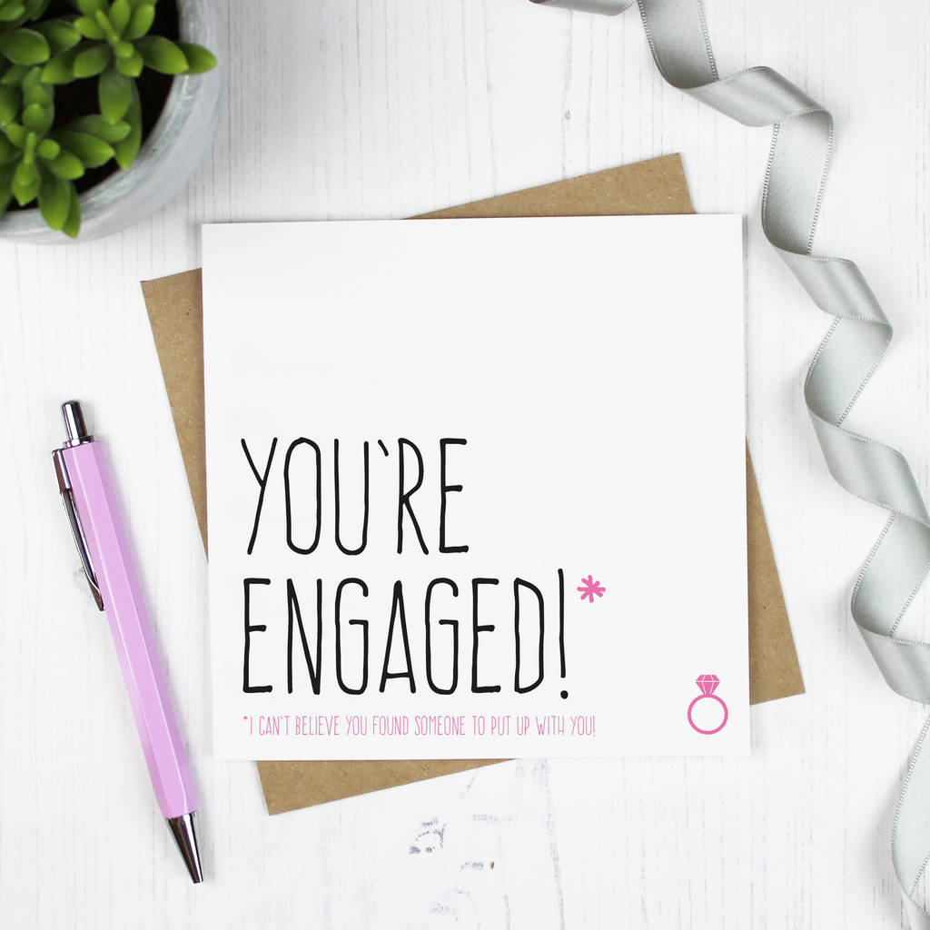 'you're engaged!' engagement card by purple tree designs