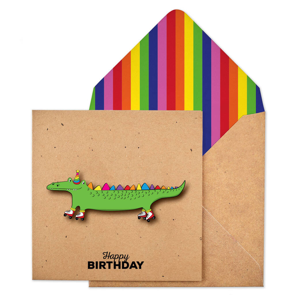 Handmade Crocodile Personalised Birthday Card, 1 of 5