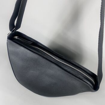 Black Leather Crossbody Sling Bag, 9 of 12