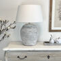 Large Ribbed Pale Grey Distressed Table Lamp Base, thumbnail 8 of 12