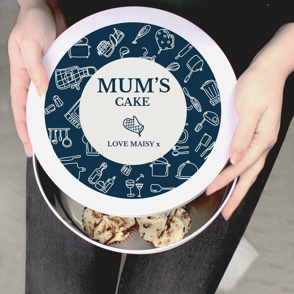 Personalised Navy Kitchen Design Cake Tin, 1 of 5