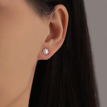 Mismatched Sun And Moon 16 G Flat Back Earrings In Sterling Silver, 5 of 12