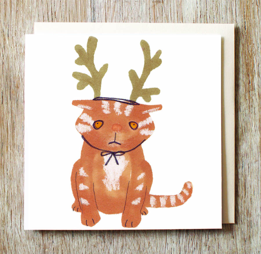 Christmas Cards Pack Of Six Ginger Cat In Hat By jo clark design