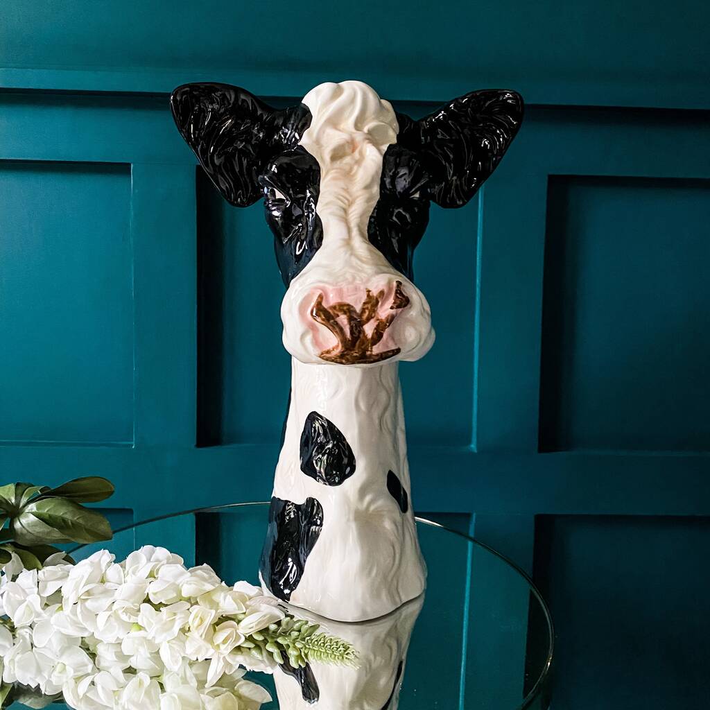 Friesian Cow Head Ceramic Vase By Punk & Poodle