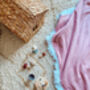 Dusty Pink 100% Cotton Tassel Fringed Blanket, thumbnail 4 of 4