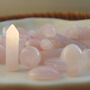 Rose Quartz Crystal Gift Set – Heart, Tower And Mushroom, thumbnail 2 of 5