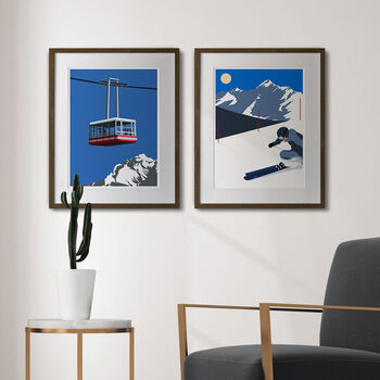 Skiing In The Alps Mountain Wall Art Print, 2 of 3