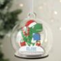 Personalised Wooden Dinosaur Glass Bauble, thumbnail 1 of 4
