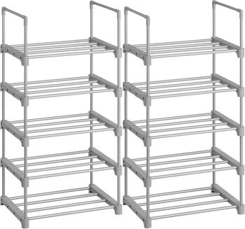 Two Set Five Tier Stackable Shoe Organiser Rack Shelf, 11 of 11