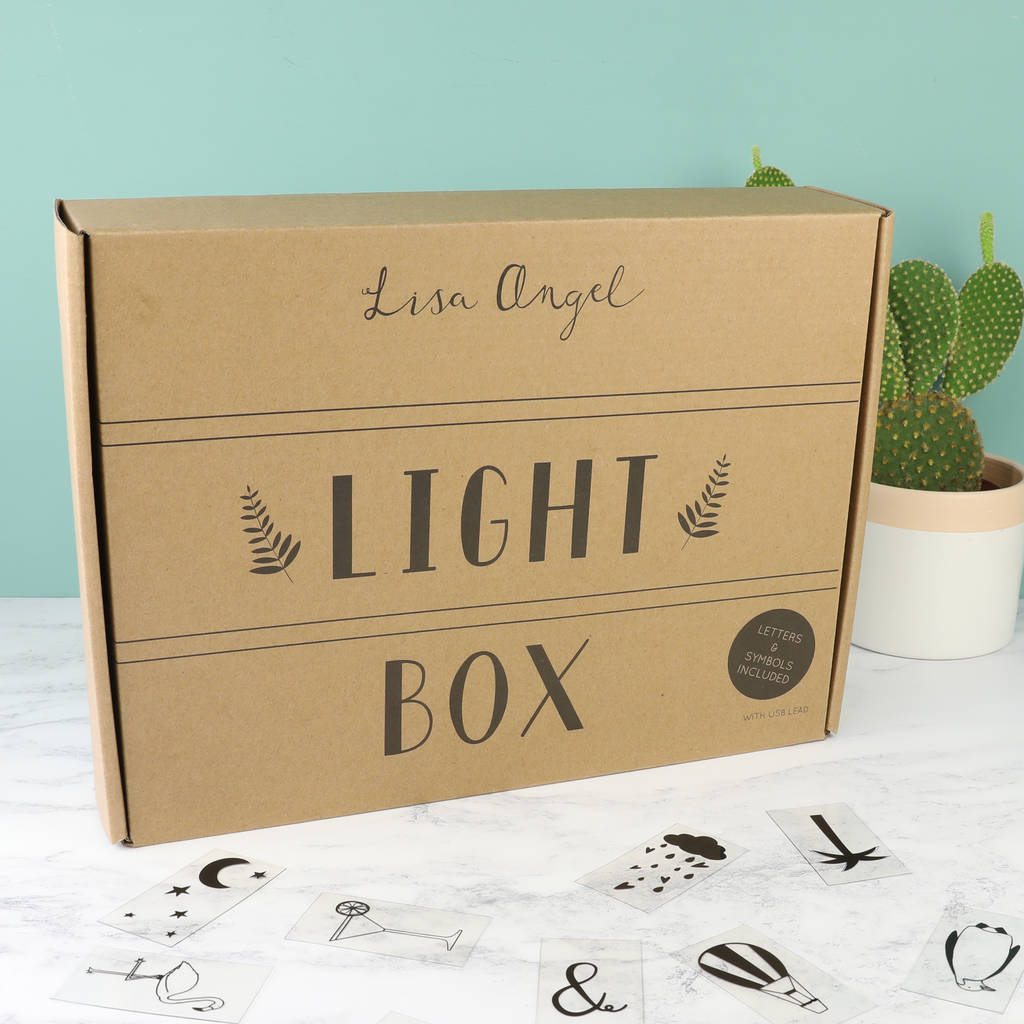 a4 wooden led light box with letters by lisa angel