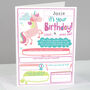 Personalised Girl's Birthday Unicorn Card To Keep, thumbnail 2 of 2