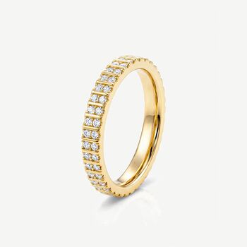 Stacking Ring Band With Cubic Zirconia In 18k Gold, 2 of 3