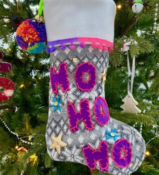 Personalised Colourful And Sparkly Christmas Stocking, 2 of 5